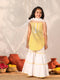 Vastramay Girl's Yellow and White Kurta, Sharara and Dupatta Set