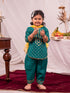 VASTRAMAY Girls Green Kurta Salwar and Dupatta Set