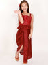 Vastramay Girl's Maroon Draped Skirt With Crop Top