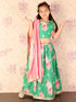 Vastramay Girl's Green Embellished Lehenga Set