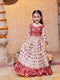 Vastramay Girls' Red And Cream Patola Print Lehenga Set