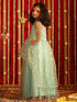 Vastramay Girls' Aqua Embroidered Anarkali Kurta With Long Skirt Set