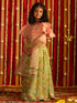 Vastramay Girls' Pink And Mint Green Georgette Lehenga Set