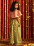 Vastramay Girls' Pink And Mint Green Georgette Lehenga Set