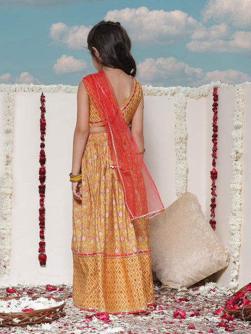Vastramay Girls' Floral Printed Lehenga Choli With Dupatta