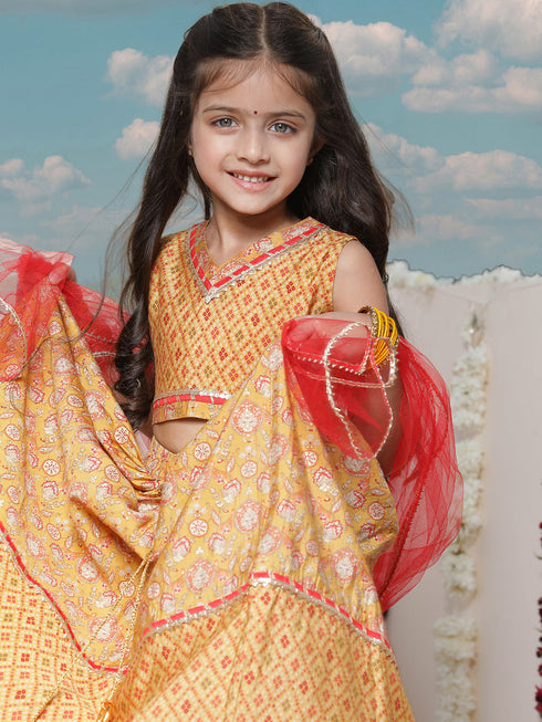 Vastramay Girls' Floral Printed Lehenga Choli With Dupatta