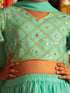 Vastramay Girls' Aqua Mirror Georgette Lehenga Set