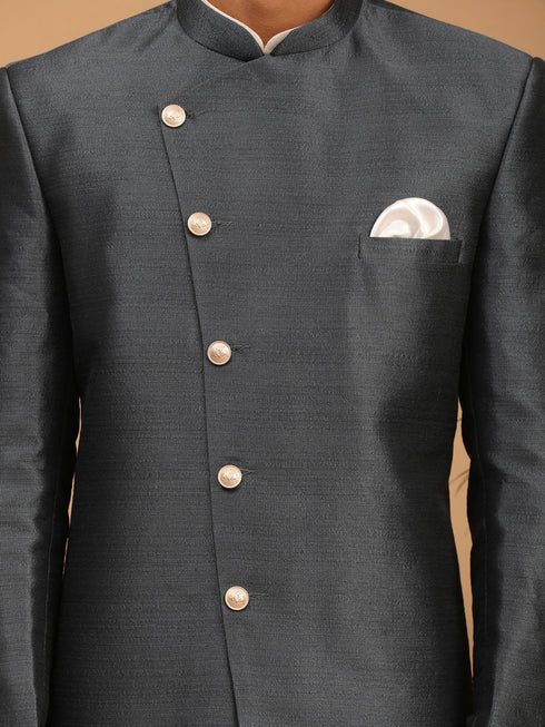 Vastramay Men's Grey Indo Western Combo Set