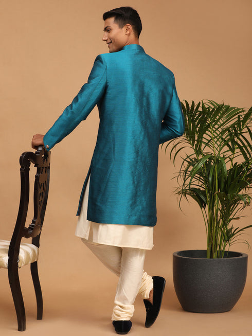 Vastramay Men's Cream Indo Western Combo Set