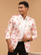 Vastramay Men's Peach Floral Printed Blazer