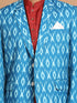 Vastramay Men's Blue Ikkat print Blazer And Kurta Pant sett
