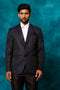 VASTRAMAY Men's Blue Houndstooth Blazer