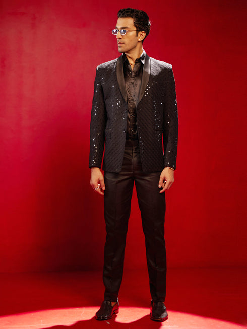 Vastramay Men's Black Schiflli Blazer