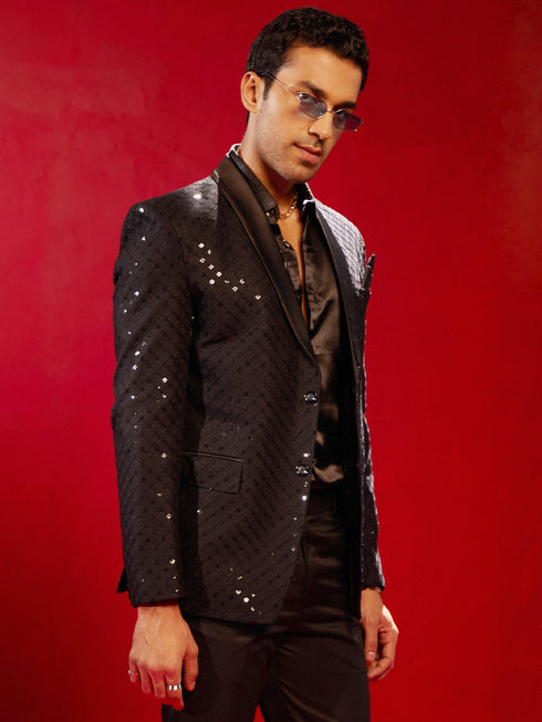 Vastramay Men's Black Schiflli Blazer