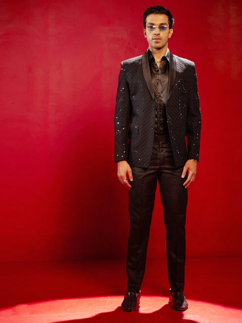 Vastramay Men's Black Schiflli Blazer