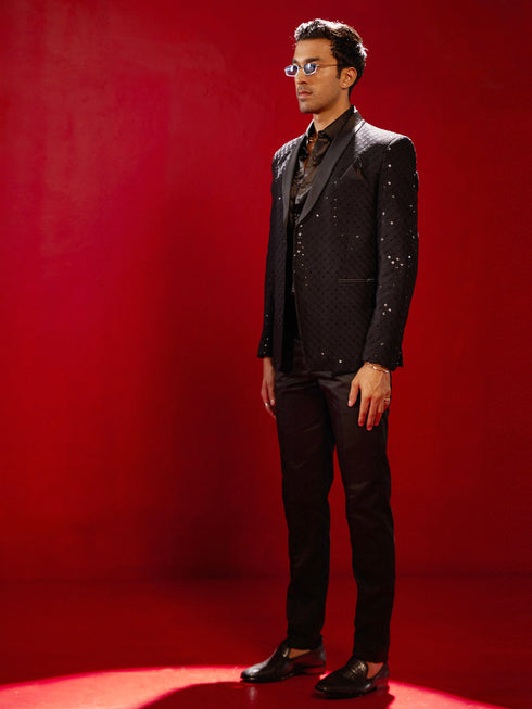 Vastramay Men's Black Schiflli Blazer