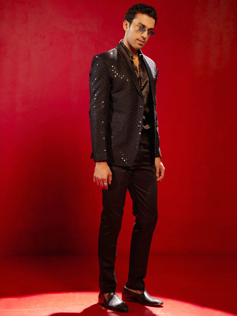 Vastramay Men's Black Schiflli Blazer