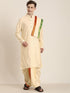 Vastramay Men's Cream Cotton Blend Kurta Dhoti And Dupatta Set