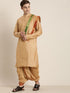 Vastramay Men's Rose Gold Cotton Blend Kurta Dhoti And Dupatta Set