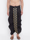 Vastramay Men's Black Silk Blend Embroidered Dhoti