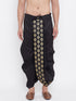 Vastramay Men's Black Silk Blend Embroidered Dhoti