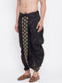 Vastramay Men's Black Silk Blend Embroidered Dhoti