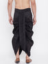 Vastramay Men's Black Silk Blend Embroidered Dhoti