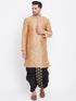 Vastramay Men's Black Silk Blend Embroidered Dhoti