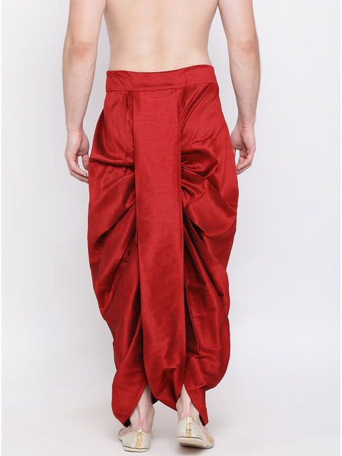 Vastramay Men's Maroon Embroidered Dhoti Pant