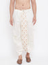 Vastramay Men's Cream Silk Blend Embroidered Dhoti