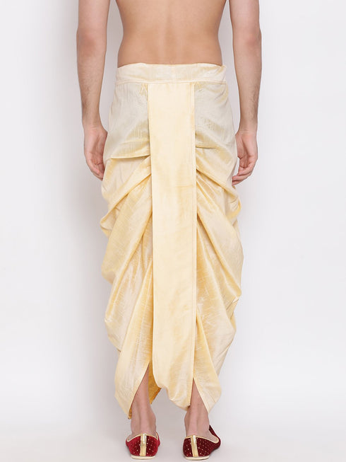 Vastramay Men's Gold Embroidered Dhoti Pant