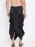 Vastramay Men's Black Silk Blend Embroidered Dhoti