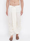 Vastramay Men's Cream Silk Blend Embroidered Dhoti
