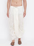 Vastramay Men's Cream Silk Blend Embroidered Dhoti