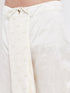 Vastramay Men's Cream Silk Blend Embroidered Dhoti