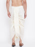 Vastramay Men's Cream Silk Blend Embroidered Dhoti