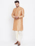 Vastramay Men's Cream Silk Blend Embroidered Dhoti