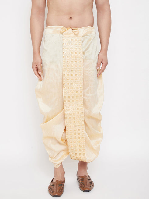 Vastramay Men's Gold Embroidred Dhoti