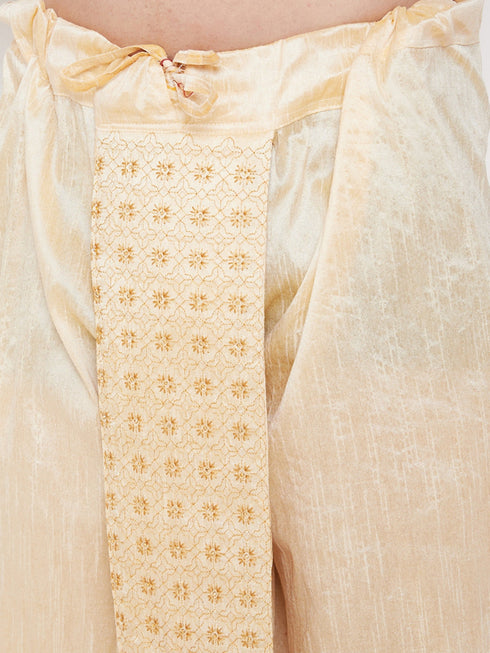 Vastramay Men's Gold Embroidred Dhoti