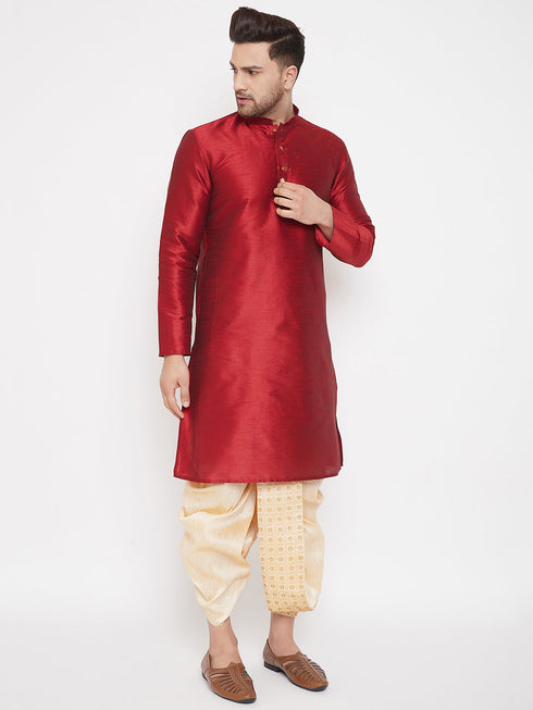 Vastramay Men's Gold Embroidred Dhoti