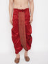 Vastramay Men's Maroon Embroidred Dhoti
