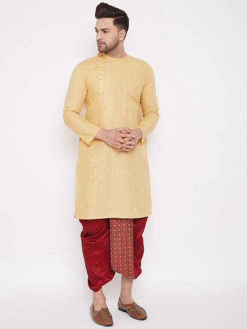 Vastramay Men's Maroon Embroidred Dhoti