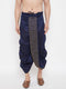 Vastramay Men's Navy Blue Embroidred Dhoti