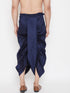 Vastramay Men's Navy Blue Embroidred Dhoti
