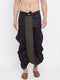 Vastramay Men's Black Silk Blend Embroidered Dhoti