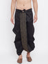 Vastramay Men's Black Silk Blend Embroidered Dhoti
