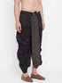 Vastramay Men's Black Silk Blend Embroidered Dhoti