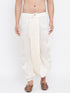 Vastramay Men's Cream Silk Blend Embroidered Dhoti
