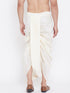 Vastramay Men's Cream Silk Blend Embroidered Dhoti