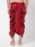 Vastramay Men's Maroon Silk Blend Embroidered Dhoti